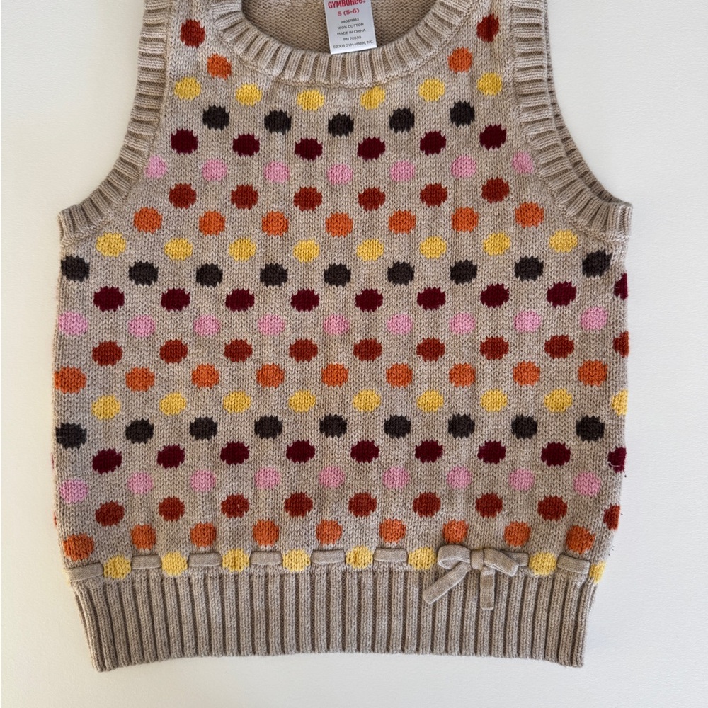Colorful Polka Dot Knit Sweater Vest